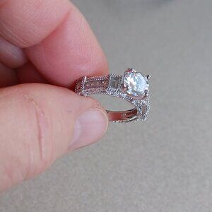 Size 7, Round Cut, White Sapphire Ring